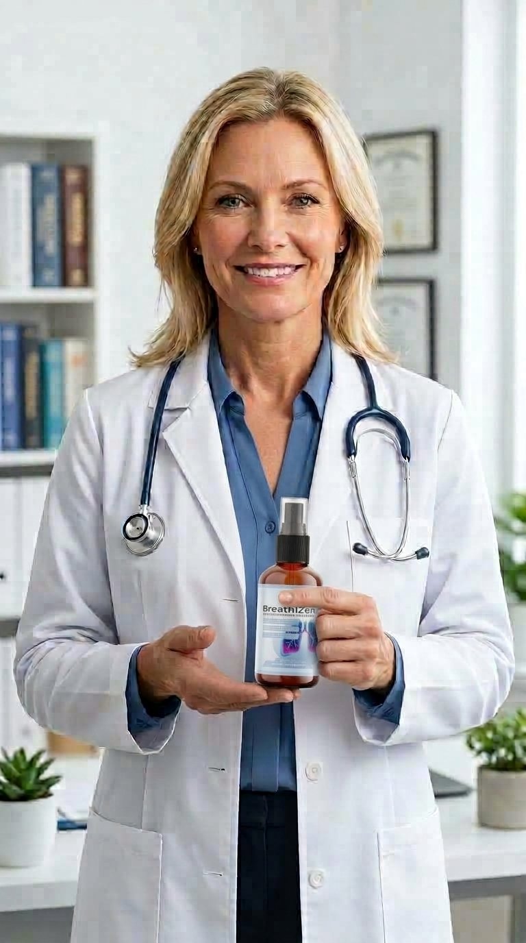 Dr. Sarah M. holding BreathiZen